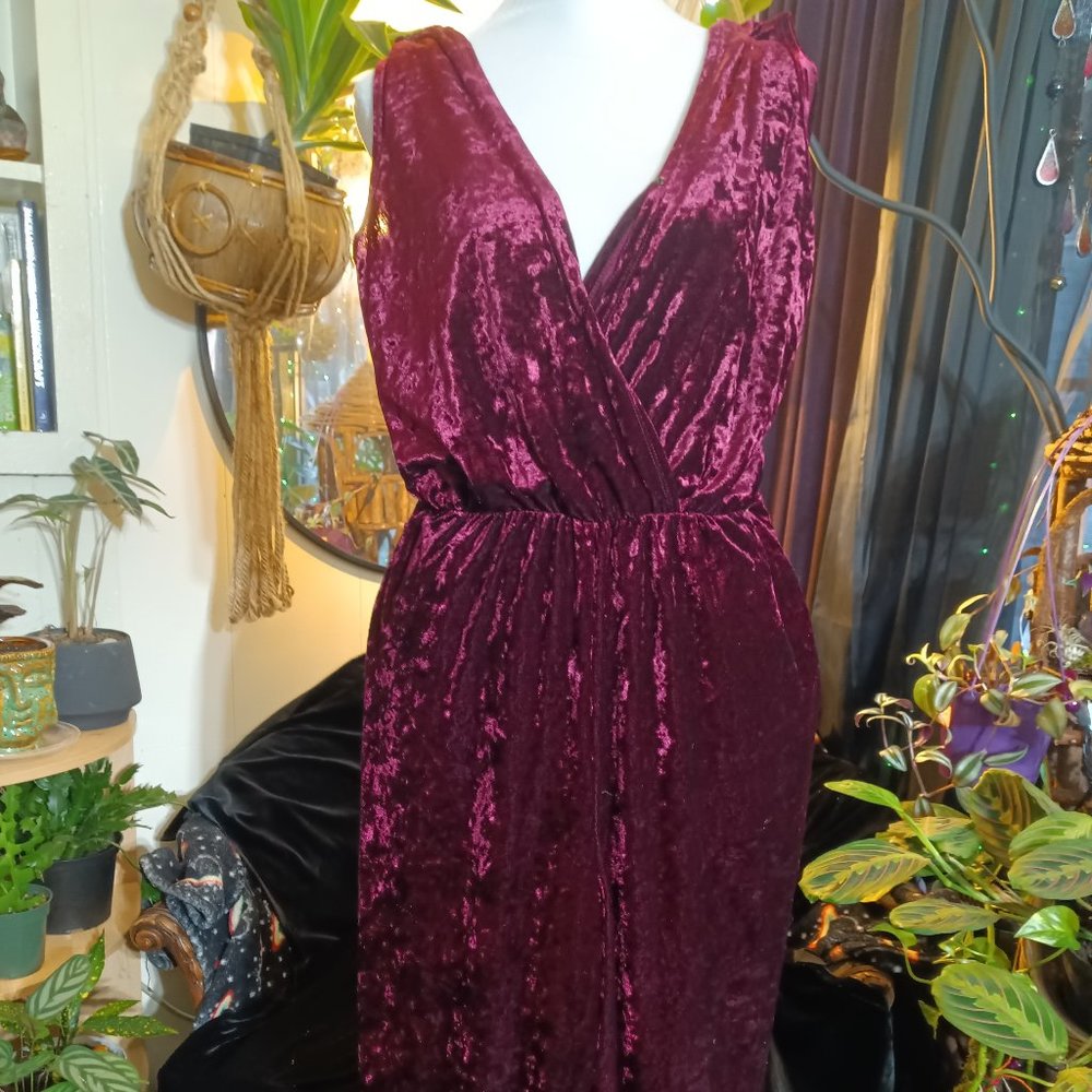 Burgundy velvet pantsuit